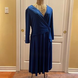 Royal blue faux wrap jersey dress size 12